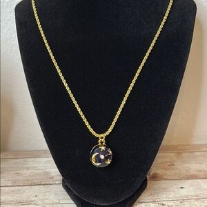 Gold and Blue Star Celestial Pendant Necklace
